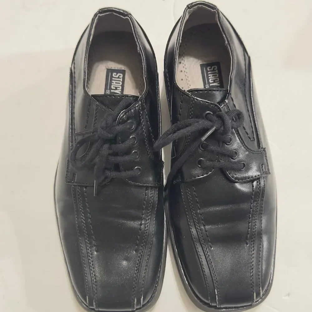 Stacy Adams  Boys Black Lace Up Ankle Boots Side Zipper Size 13.5M